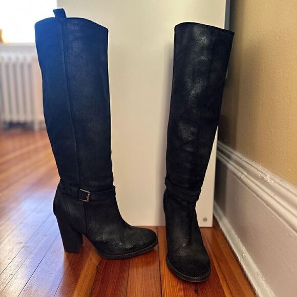 Belle by Sigerson Morrison Hayley Distressed Suede Knee-High Boots Size 8 - Picture 4 of 9